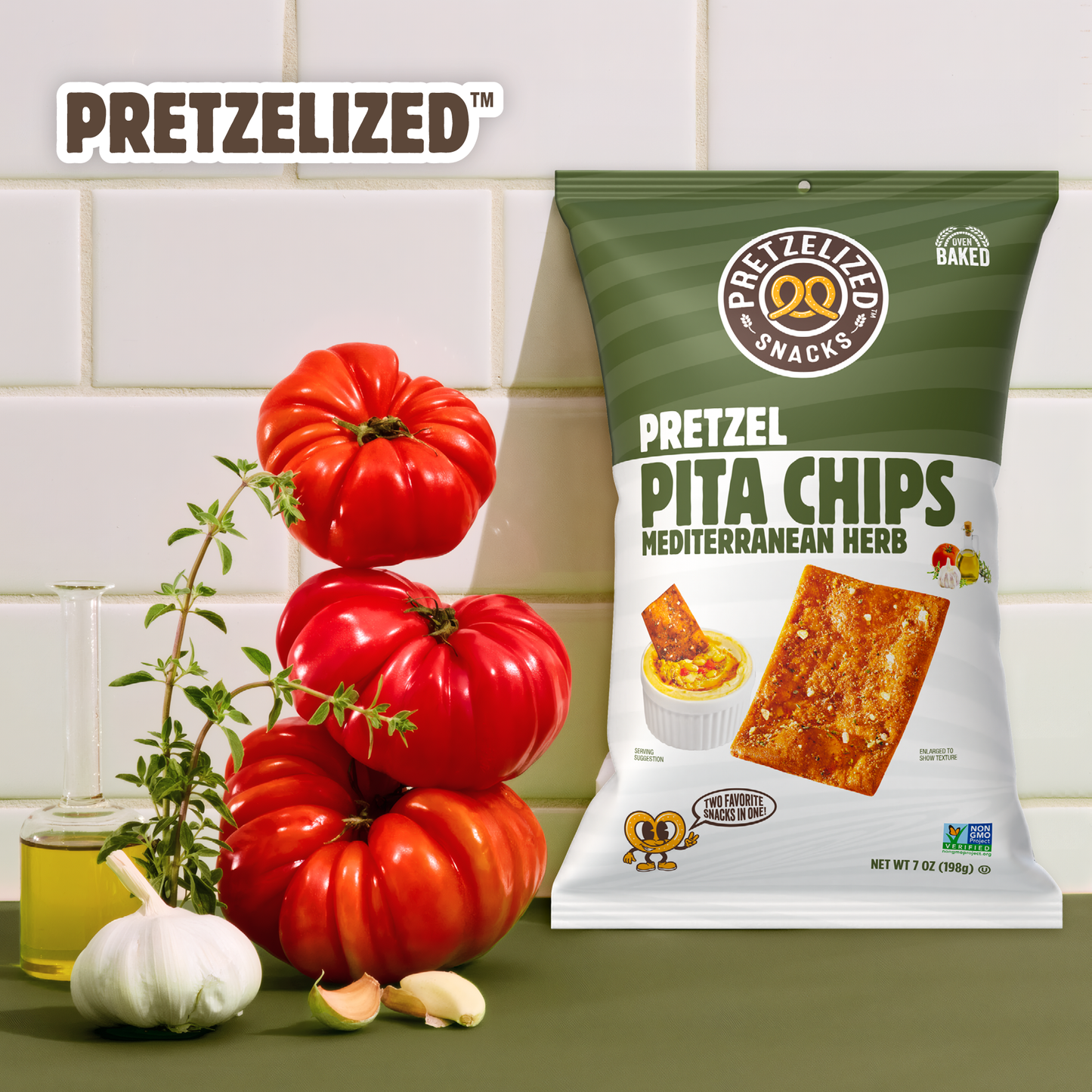 Mediterranean Herb Pretzel Pita Chips